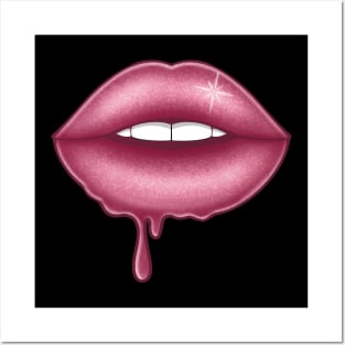 Glitter drip lips Posters and Art